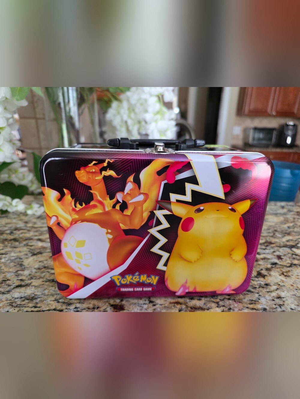 Pokémon Metal Lunchbox Tin - Pikachu & Charizard Design & Stickers